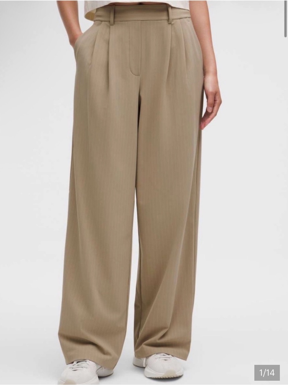 lululemon athletica Wide-Leg Day Drift Pleated Pants Sheer Oak Pinstripe